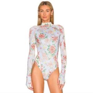 Floral Long Sleeve One Piece Swimsuit
